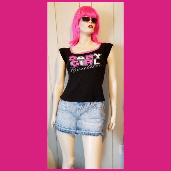 Vintage 90s Baby Girl Couture Glitter Logo Babydoll T-shirt - Picture 5 of 6